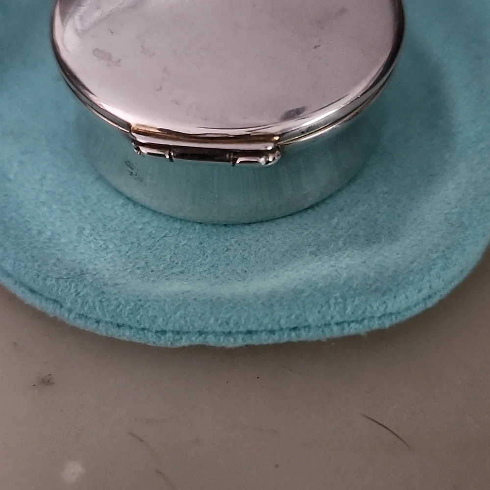 Tiffany & Co. 1837 Sterling Silver Round Pill Trinket Box With Blue Pouch - Picture 5 of 15